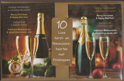 10 kerstkaarten met champagne